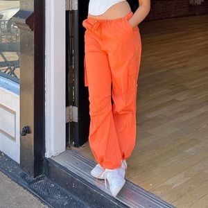 Orange cargo pants
